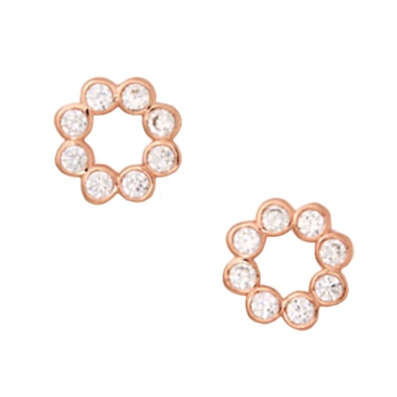 kate spade Jewelry - Kate Spade Rose Gold Full Circle Crystal Earrings